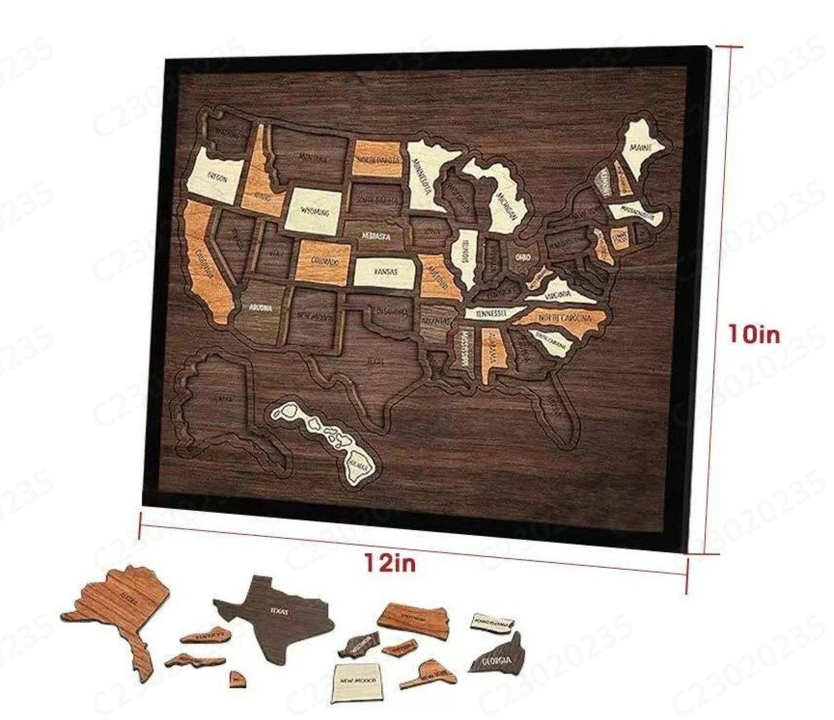 Travel Map, Wooden USA Travel Map Puzzle with State Cutouts, DIY Wall ...