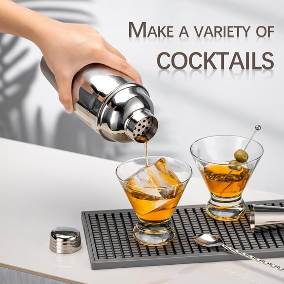 Travel Martini Kit with 2 Glasses, Travel Bartender Kit with Case Recipe Cards, Cocktail Shaker Set for Cocktail Mixer, Martini Gift Shaker Set for Home Outdoor Party