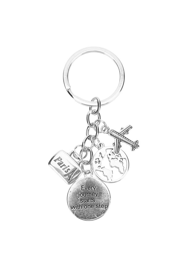 Travel Memorial Keychain Airplane World Map Keychain Travel Souvenirs Gift