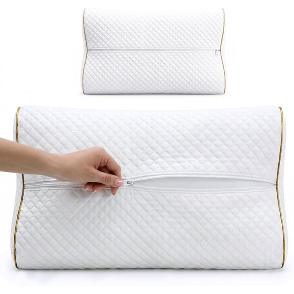 Travel Memory Foam Pillow, Neck Pillow Bamboo Adjustable Side Sleeper Pillow (Travel 18 x 12 x 5)