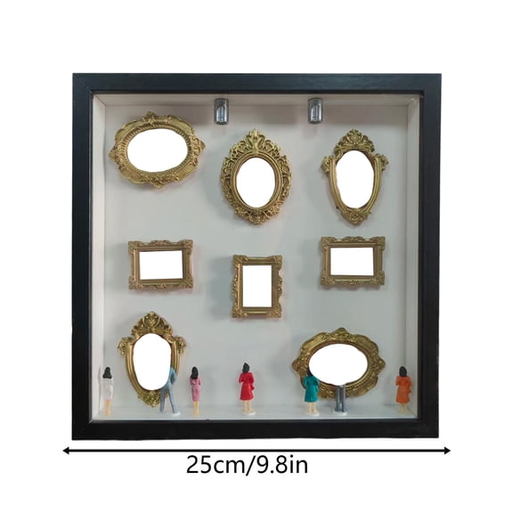 Travel Memory Shadow Box, Miniature World Art Gallery Frame, DIY Vacation Photo Display Case with 8 Gold Frames, Wanderlust Gift