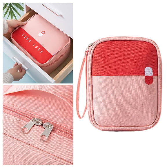 Travel Mini First Aid Kit Pink,1X Travel Mini First Aid Kit,Travel Mini Pouch Portable Mini Kit Storage Bag Empty Pouch for Outdoor Camping Hiking Travel Emergency Small Pouch