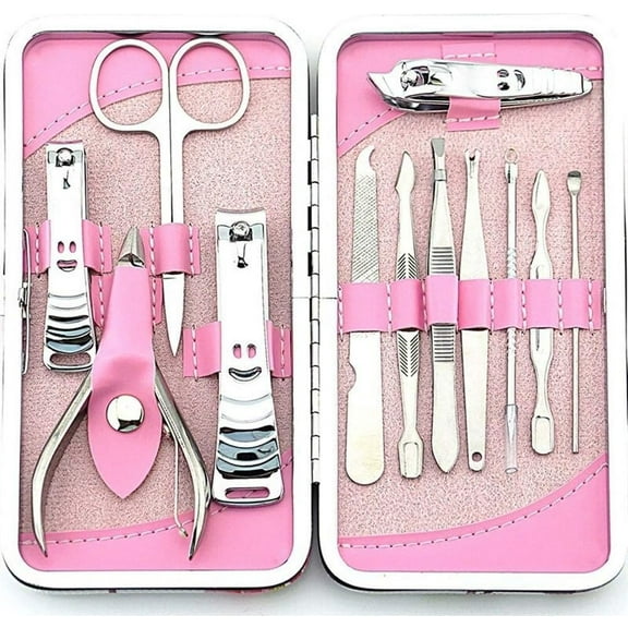 Travel Mini Nail Set 12pcs Manicure Set Pedicure Scissor Cuticle Knife Endoscope Pick Nail Clipper Kit Stainless Steel Nail Care Tool Manicure Set Portable Travel Beauty kit