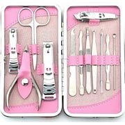 Travel Mini Nail Set 12pcs Manicure Set Pedicure Scissor Cuticle Knife Endoscope Pick Nail Clipper Kit Stainless Steel Nail Care Tool Manicure Set Portable Travel Beauty kit