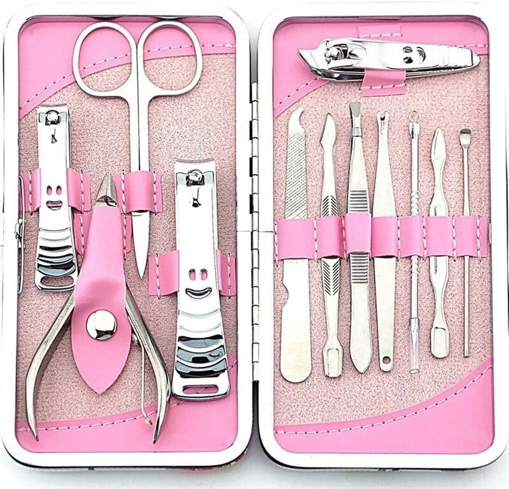 12Piece Manicure Pedicure Kit, Stainless Steel Nail Care Tools with Portable Travel Storage Case for Home and Travel Use