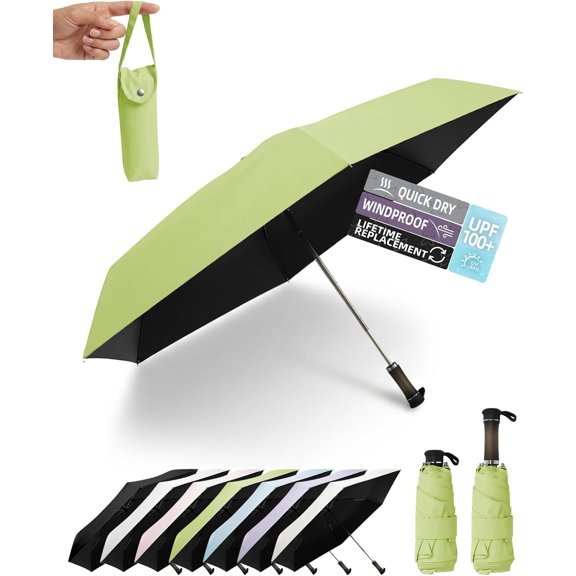 Travel Mini Umbrella, Windproof UPF 100 Sun Rain Compact Umbrella