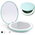 thumbnail image 1 of GoXteam Travel Mirror with Light, 1X/10X Magnification Compact Mirror, Rechargeable LED Purse Mirror, Portable Lighted Pocket Mirror (Cyan), 1 of 7