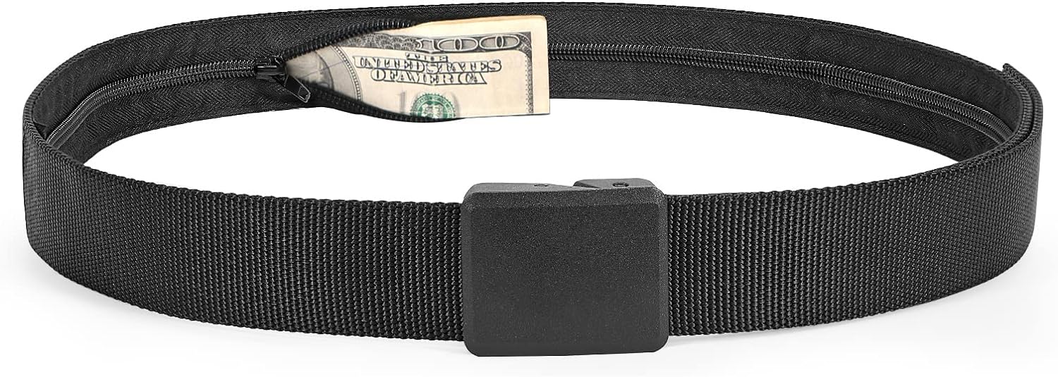 Travel Money Belt Nylon Hidden Money Pocket Belt With Plastic Buckle Travel Money Belt Nylon Hidden Money Pocket Belt With Plastic Buckle