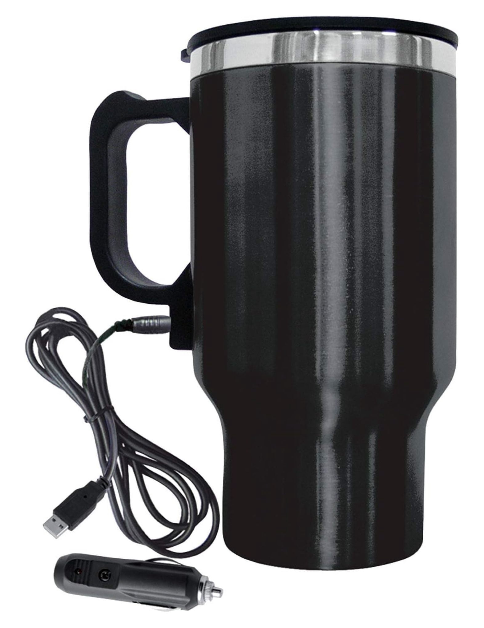 Travel Mug 12 Volt Heated, 1 Count (Pack of 1), Stainless Steel/Black -  Walmart.com