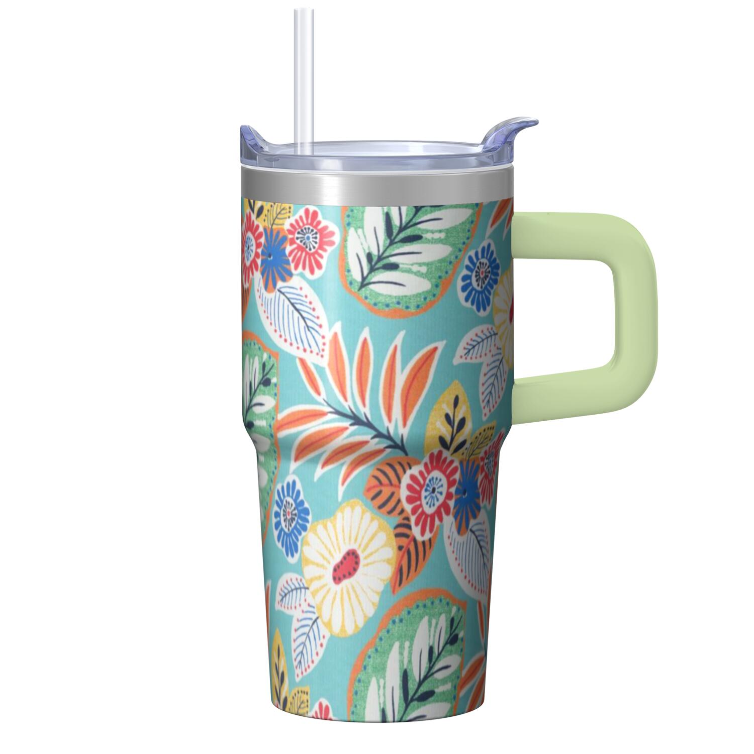 Travel Mug 20oz Bohemian Pattern with Lid & Straw - Stainless Steel ...