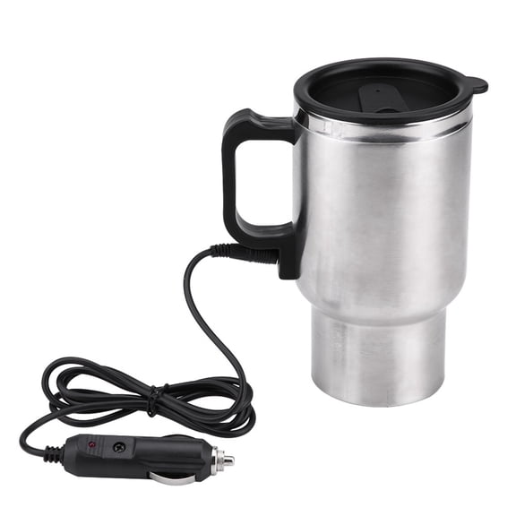 Travel Mug, Coffee Cup, 450ml Silver + Black Pratical Stainless Steel In-car 12V 12V Power Source Cars For Prevent Burns Home Use Travel Use