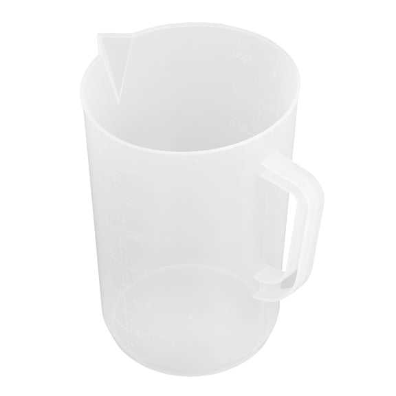 STRANDCHIC Clear Plastic Oil Measuring Cup with Easy-Read Markings, White, Practical Design, Anti-Scald Handle for Kitchen Use
