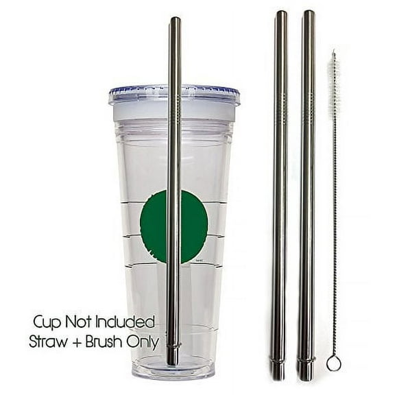 Travel Mug Replacement Straws- 2qty - Stainless Steel Drink for Hot & Cold Grande To-Go Drinking Tumbler Rambler Cups