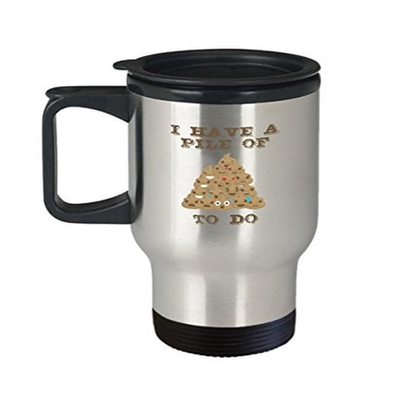 Travel Mug with Emoji - 14 oz Stainless Steel Coffee Cup - Perfect Gift for Busy People