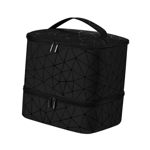 Travel Nail Polish Case Organizer Double Layer Sturdy Storage Bag 24x20x24cm Top and Bottom Compartment Portable for Holding 30 15ml Bottles