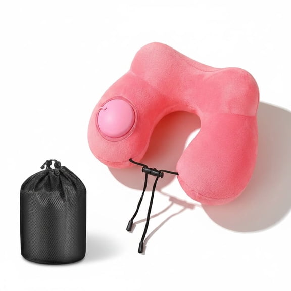 Travel Neck Pillow, Inflatable Soft Pillow with Free Storage Bag, for Plane Train Road Trip Use