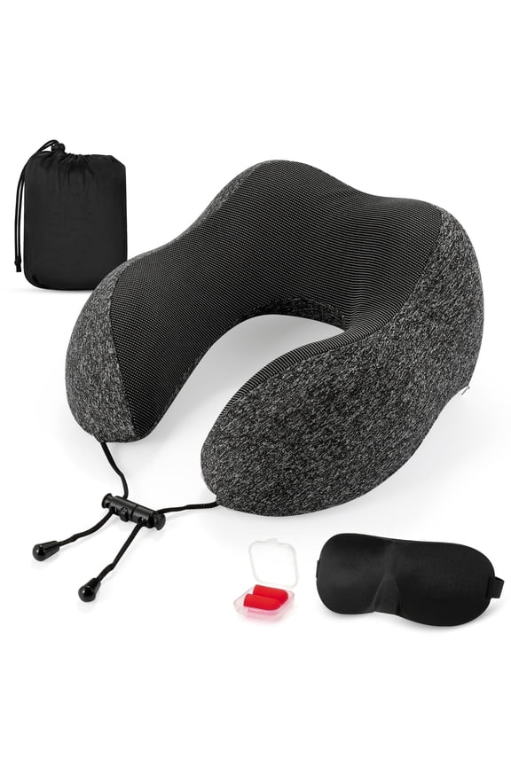 Travel Pillow for Adults Memory Foam Lightweight Neck Pillows for Sleeping on Airplane Gray