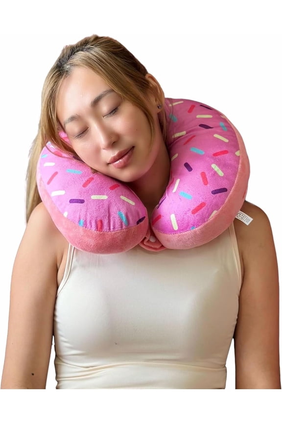 Travel Neck Pillow - Pink Donut Shaped Design