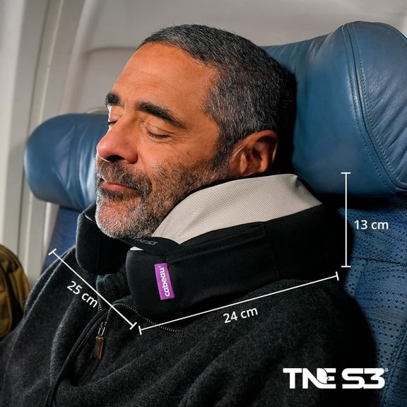 Travel Neck Pillows for Airplanes  The Necks Evolution, TNE S3  Supportive Memory Foam Design for Long Haul Flights  Attachable Seat Straps and 360    Support (Sydney Blue)