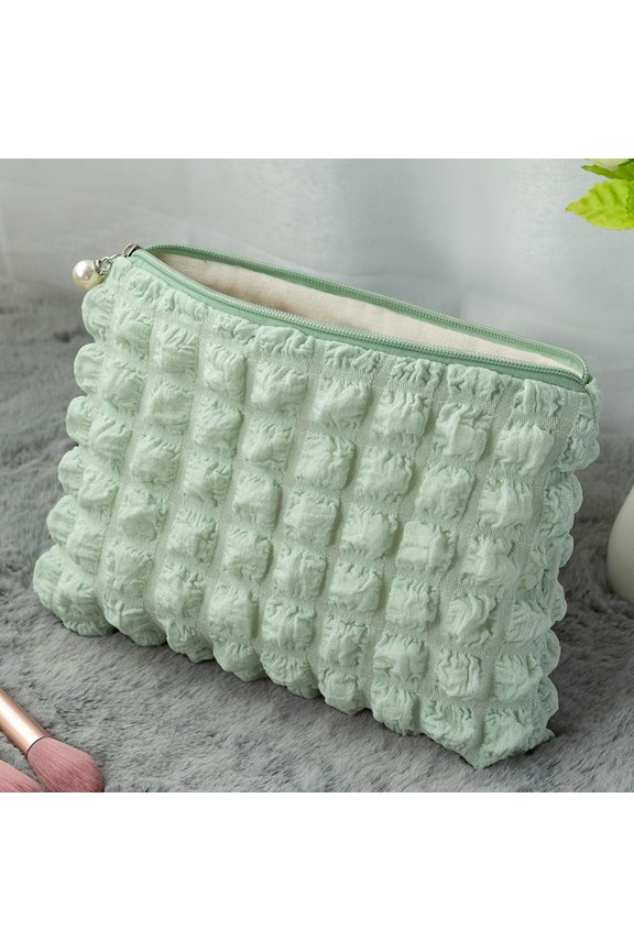 Travel Organizer Portable Zipper Soft Makeup Pouch for Lady Girls Popular Boho Reusable Bubble Cloth Capacity Cosmetic Bag