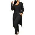 thumbnail image 1 of Travel Outfits Set Womens Casual Fashion Pocket Zipper Jacket Lazy Style Loose Wide Leg Pants Set Two-Piece Set Running Outfits Set S-116 Black S, 1 of 8