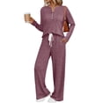thumbnail image 1 of Travel Outfits for Women 2 Piece Sets Fall, Women's Fashion Solid Knitted Round Neck Long Sleeve Casual Pants Set New Fall Matching Sets for Women Pinky S, 1 of 9