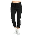 thumbnail image 1 of Travel Outfits Women Airport Summer Women's Pants Lace Belt Belt Sweatpants Loose Casual Sport Pants Women's plus Size Casual for Women 2x Womens Dress Elastic Waist Petite Pant Suits for Black XL, 1 of 7