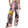 thumbnail image 1 of Travel Outfits Women Airport Women Casual Fashion High Waist Elastic Waist Wide Leg Pants Printed Loose Wide Leg Trousers Business Casual Pants for plus Size Track Zipper Two Piece Set for Pink XL, 1 of 5