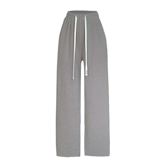 Travel Outfits Women Airport Women's Autumn And Winter High Waisted Slouchy Wide Leg Pants Loose Straight Leg Casual Pants Womens Patterns Soft for Women Casual Long for Comfy Grey L