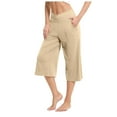 thumbnail image 1 of Travel Outfits Women Airport Women's Cropped Pants Summer Casual Pants With Pockets Women's Casual Beautiful Clothes for Women Loose for Long Sleeve Button down Shirt with Beige XL, 1 of 6