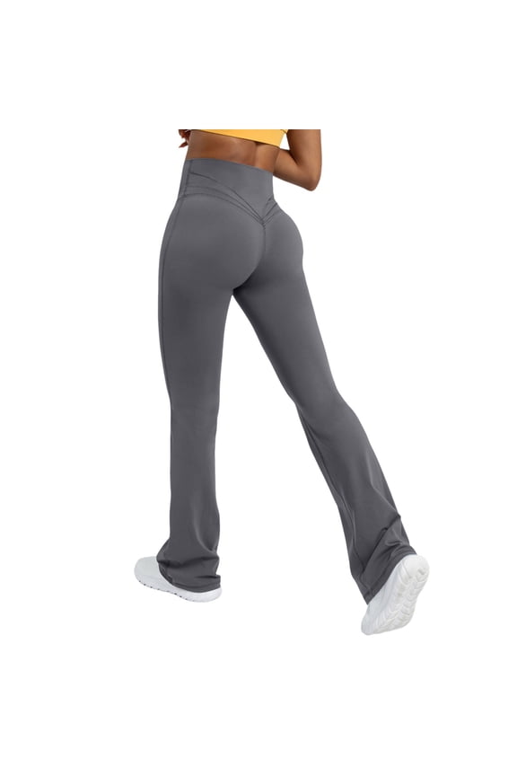 Travel Outfits Women Airport Women's Flare Yoga Pants High Waisted Leggings Workout Casual Bootcut Pants Women Line Womens Casual with Pockets Loose Fit for Ladies Athletic Leather Grey M