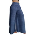 thumbnail image 1 of Travel Outfits Women Airport Women's Solid Color Spring/ summer High Waisted Wide Leg Pants Casual Pants Comfortable Business Casual for Women for Yoga Pant Straight Leg Womens Pant Suits Blue S, 1 of 8