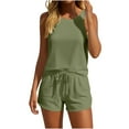 thumbnail image 1 of Travel Outfits for Women New 2 Pack Womens Pajama Set Sleepwear Tank Tops and Drawstring Shorts Soft Loungewear Sets Outfits Army Green L, 1 of 5