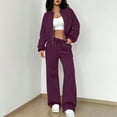 thumbnail image 1 of Travel Outfits for Women New Women 2 Piece Travel Outfits Sweatsuit Oversized Sweatshirt Sweatpants Tracksuit Fall Trendy Matching Set Purple M, 1 of 9