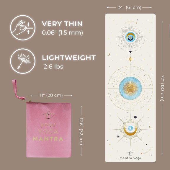 Travel PRO 1.5mm with Knee Pad - Foldable Fitness & Exercise Mat with Bag | Lightweight, Compact & -Friendly | Non-Slip & Washable | For All Types of Yoga | 72" L x 24" W | 2.6 lbs