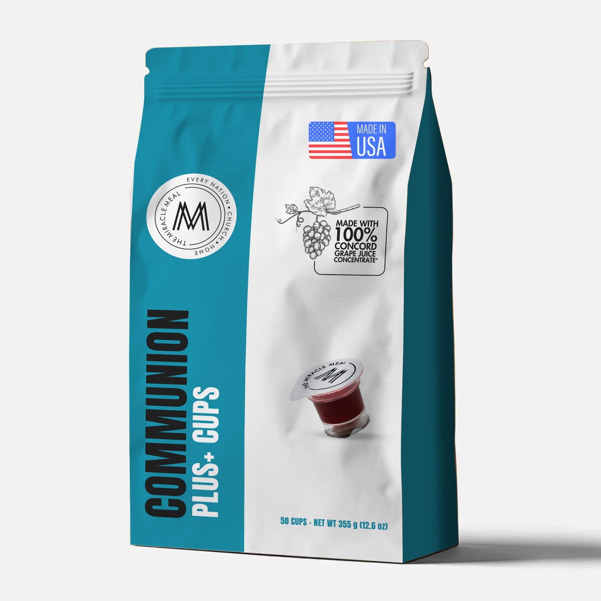 Travel Pack: The Miracle Meal Pre-Filled Communion Plus+ Cup - Bag of 50 with Wafer & 100% Grape Juice