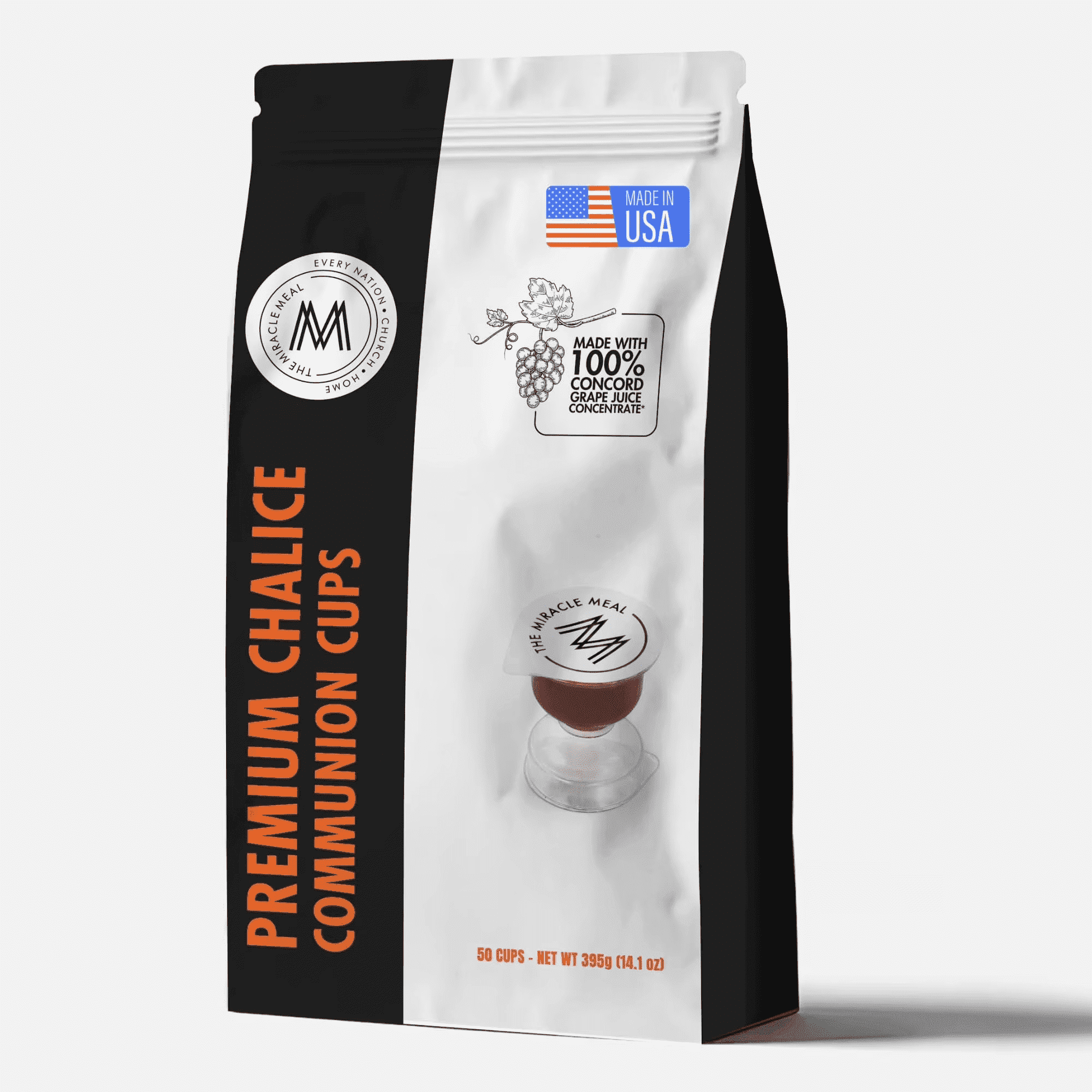 Travel Pack - The Miracle Meal Pre-Filled Premium Chalice Cup - Bag of 50 with Wafer and 100% Concord Grape Juice