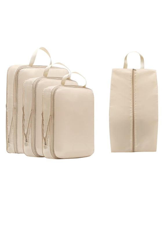 Travel Packing Cubes 4-Piece Set Waterproof Compression Bags Luggage Organizers with Double Zippers Carry Handles