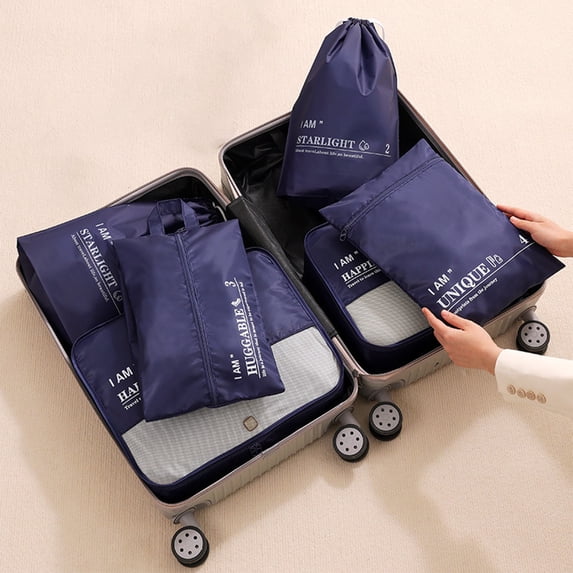 Travel Packing Cubes 6 Set Luggage Organizers with Shoe Bag, Electronics Bag, Cosmetics Bag, Mesh Breathable Storage for Suitcase