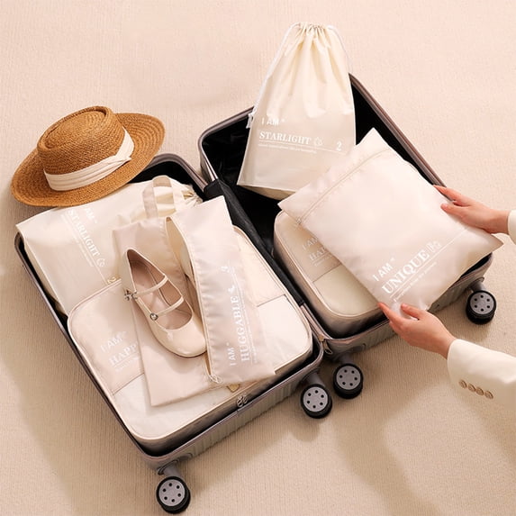 Travel Packing Cubes 6 Set Luggage Organizers with Shoe Bag, Electronics Bag, Cosmetics Bag, Mesh Breathable Storage for Suitcase