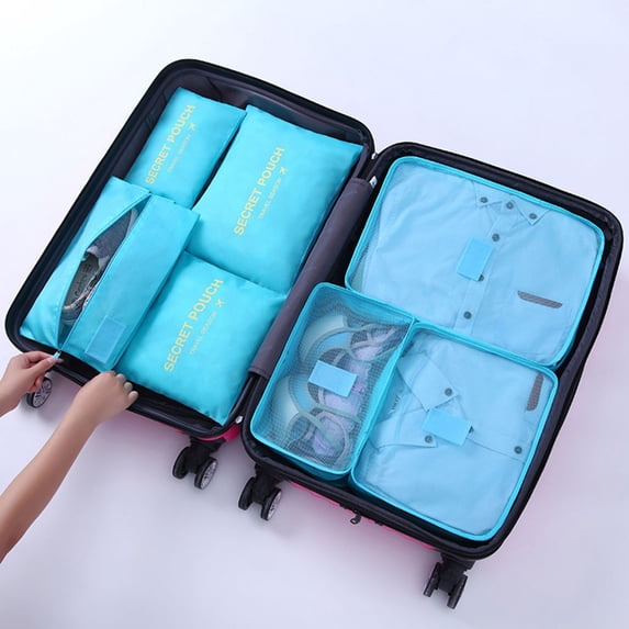 Travel Packing Cubes 7 Piece Set - Suitcase Organizers for Clothes, Shoes & Toiletries - Includes Laundry Bag & Compression Bags - Travel Accessories