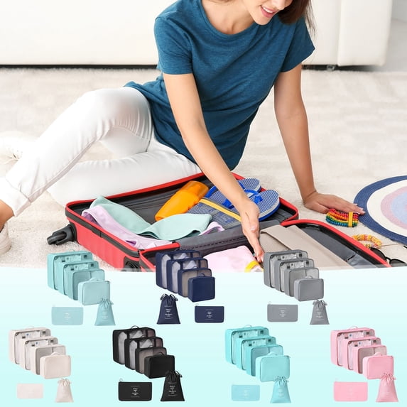 Travel Packing Cubes Set 6 Piece Lightweight Organizer Bags for Suitcase and Carry On