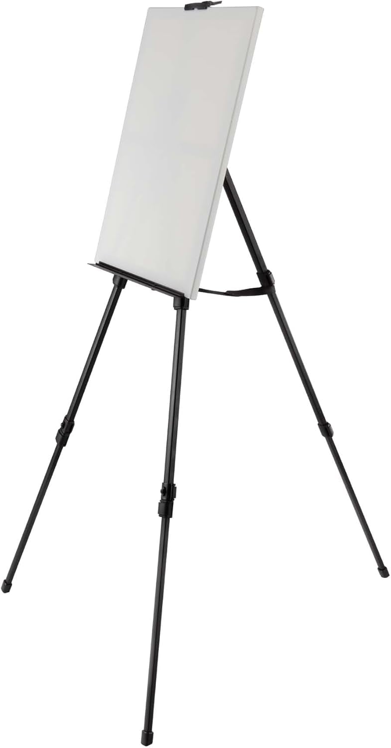 Black Aluminum Adjustable Height Travel Easel with Carry Bag