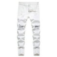thumbnail image 1 of Travel Pants,Boys Distressed Jeans High Street Fashion Casual Long Pants Comfortable Stretch Denim Trousers,Sweatpants,8-10 Years,Z13 White, 1 of 7