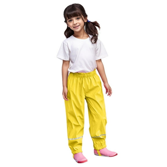 Travel Pants,Boys Girls Reflective Waterproof Rain Pants Lightweight Rainwear for Outdoor Play Rainy Days,Sweatpants,5-6 Years,Z01 Yellow