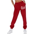 thumbnail image 1 of Travel Pants Fleece Sweat Pants for Womens Straight Legs Winter Sweatpants Ndbuld Women Casual Trousers And Trousers Plus Velvet Running Fitness Sports Pants Red 2XL, 1 of 6