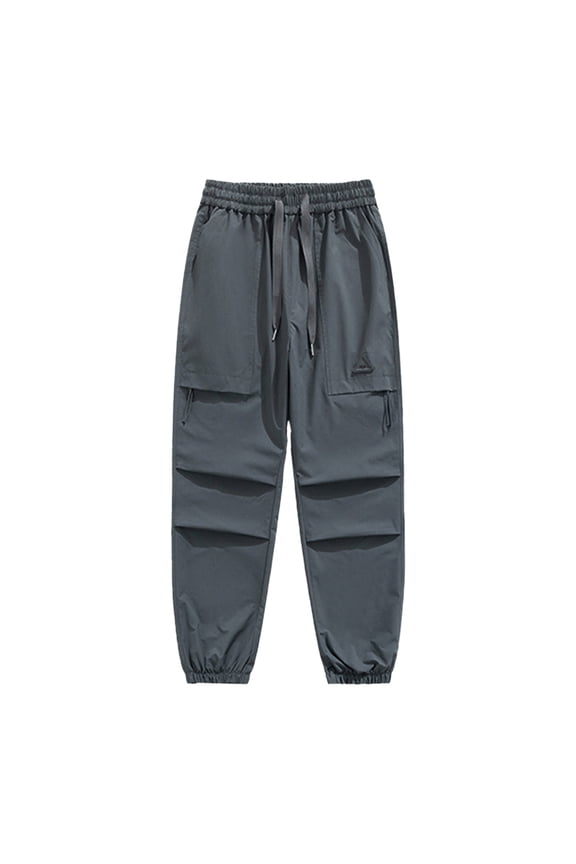 Travel Pants Men Slim Relaxed Fit Drawstring Tactical Cargo Pants 7/8 Ankle Pants Athletic Sweatpants Business Slacks