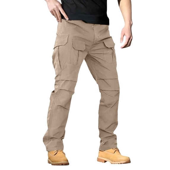 Travel Pants Men Zippered Pockets Casual Drawstring Cargo Pants Parachute Hiking Pants with Pockets Nylon Baggy Trousers