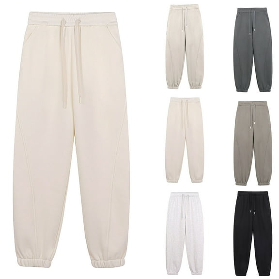 Travel Pants Sweatpants for Women with Pockets-Womens Joggers Ndbuld Leisure And Thick Sports Ankle Sweatpants Khaki M