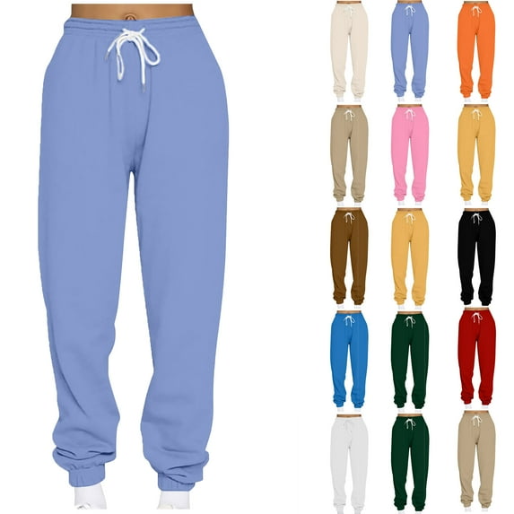 Travel Pants Womens Sweatpants 2025 Ndbuld Women's Casual Loose Sports Sweatpants Ankle Trousers Gradient Fleece Pants Blue 2XL